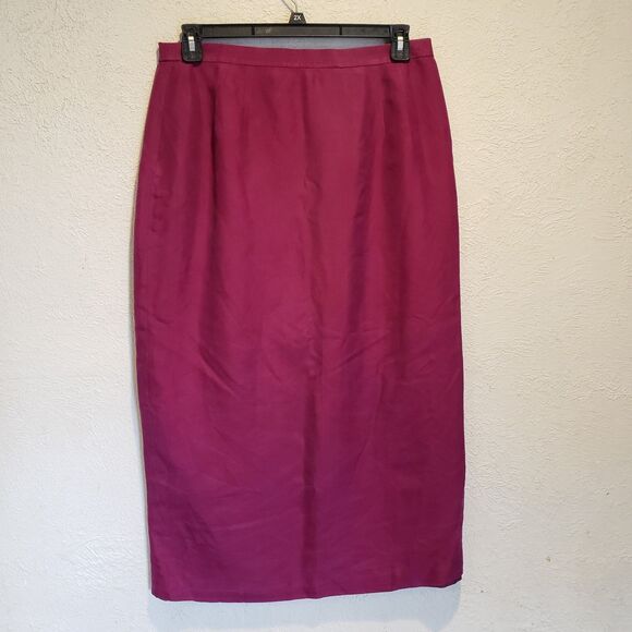 Vintage Talbots red pure silk Dress Suit Jacket Set Size 14 Career Business - Picture 8 of 13